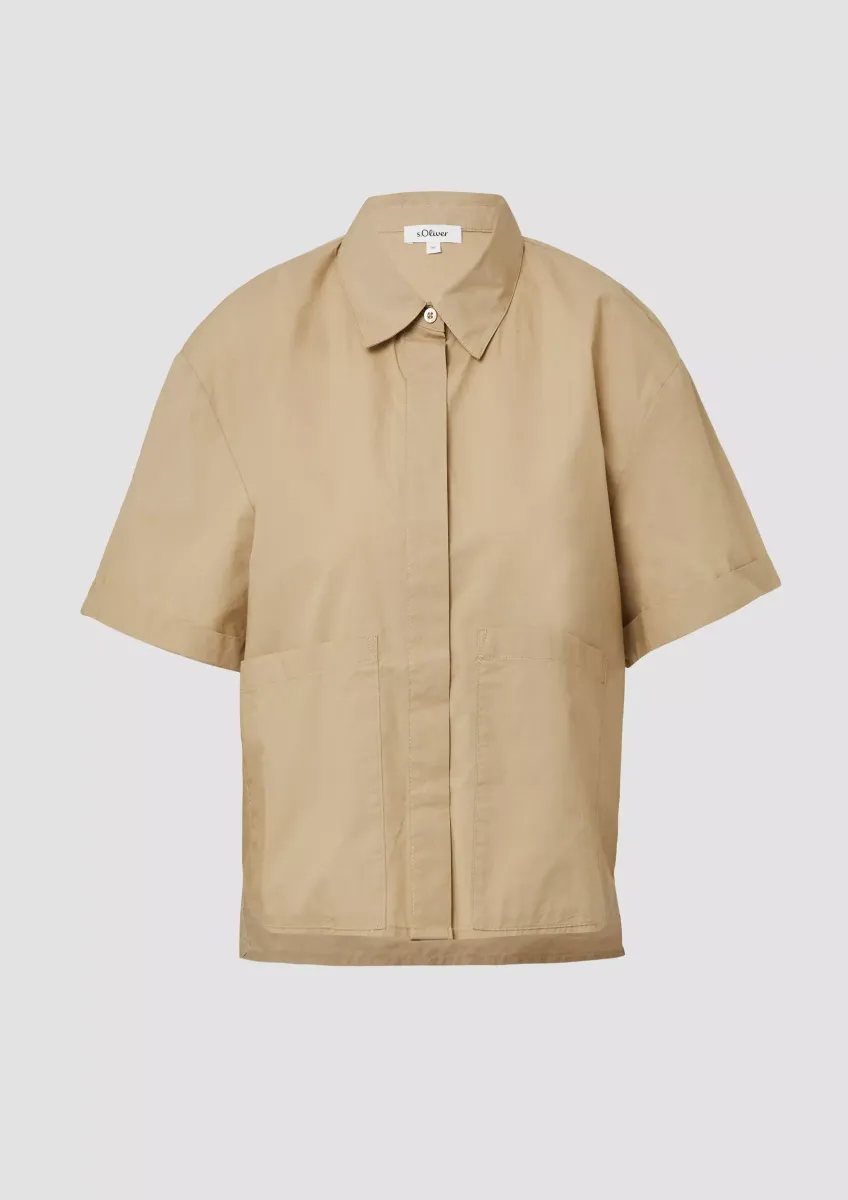 Verkürzte Hemdbluse im Relaxed Fit mit aufgesetzten Taschen