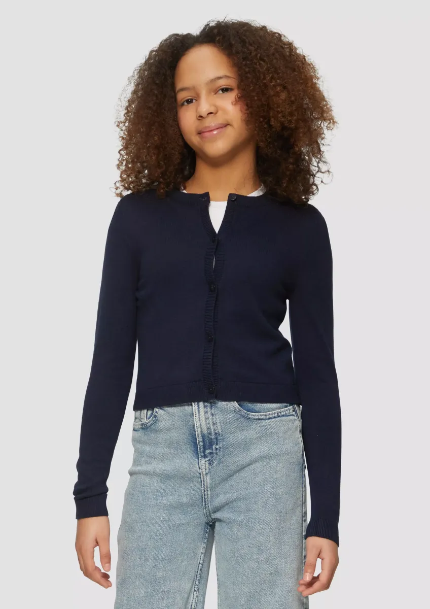 Verkürzte Strickjacke aus Baumwollmix