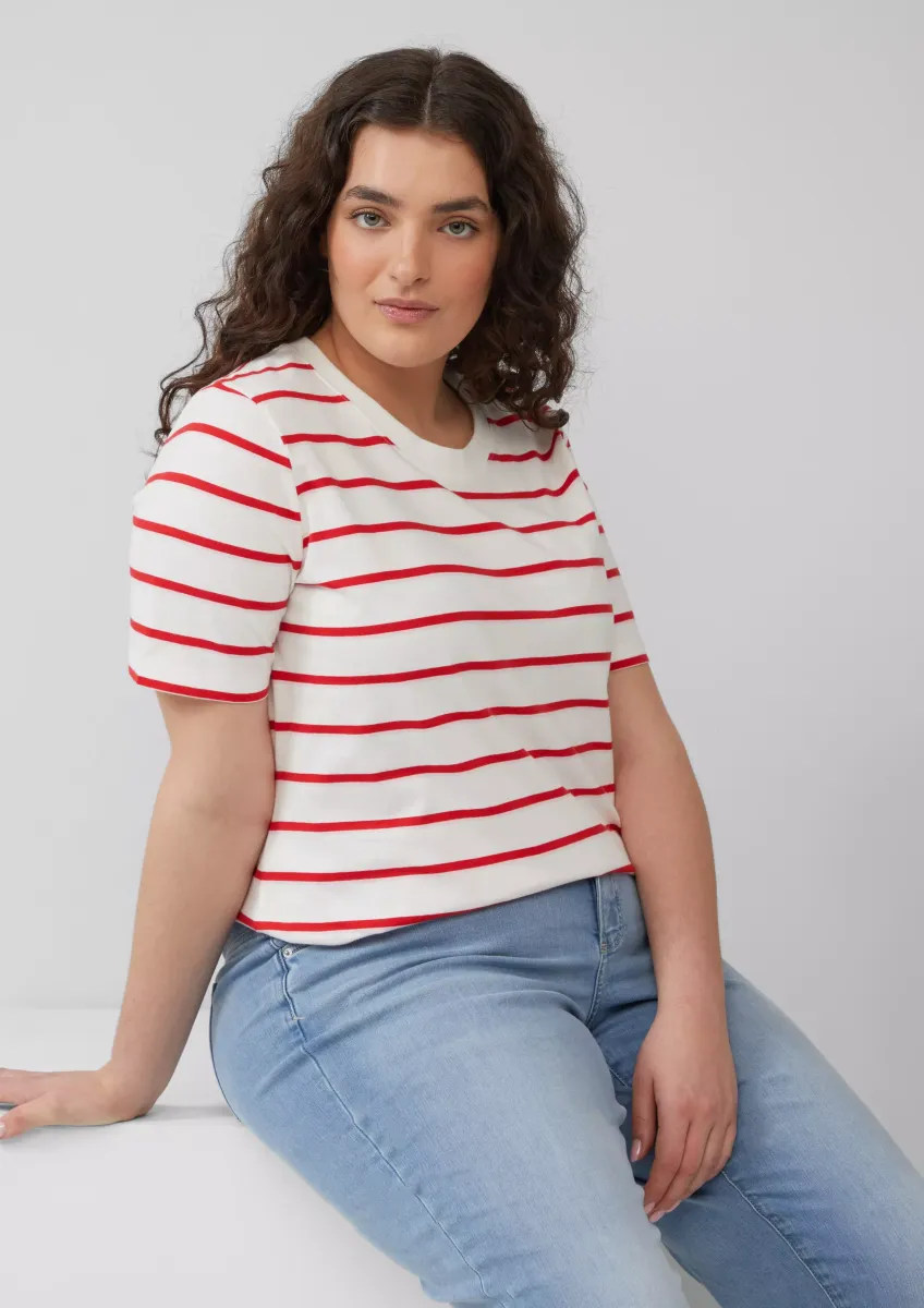 Verkürztes Baumwoll-T-Shirt mit Streifen