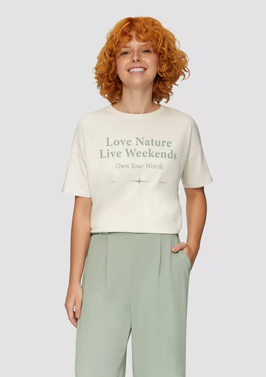 Verkürztes Baumwollshirt mit Frontprint