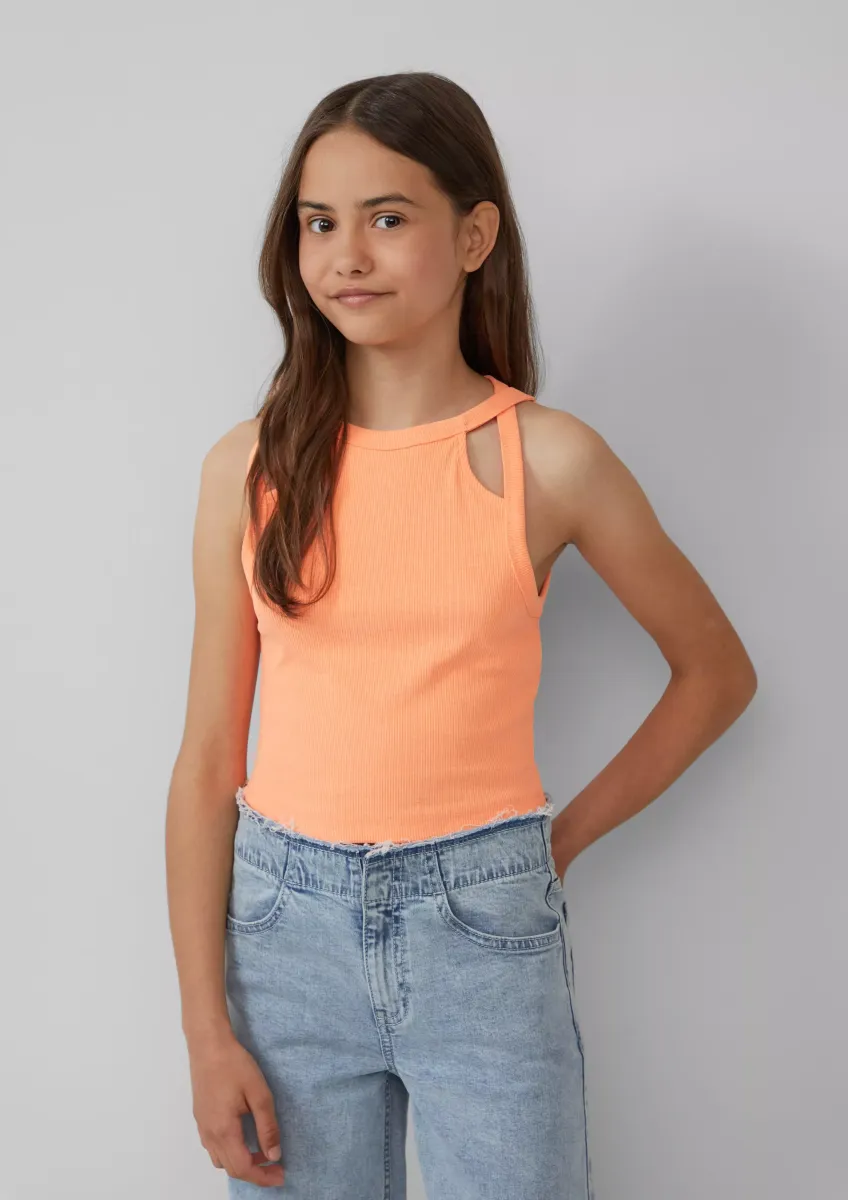 Verkürztes Tanktop aus Rippware mit Cut-outs