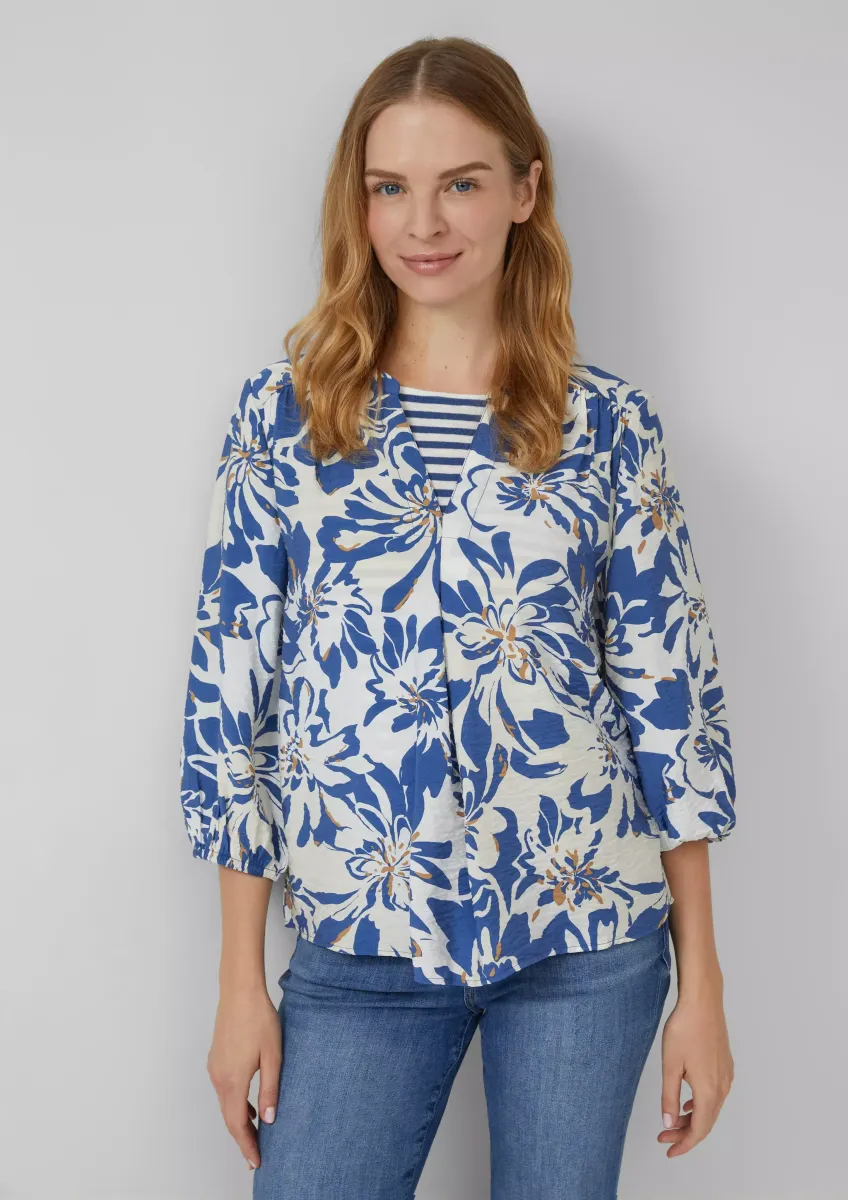 Viskosemix-Bluse im Relaxed Fit mit Raffung