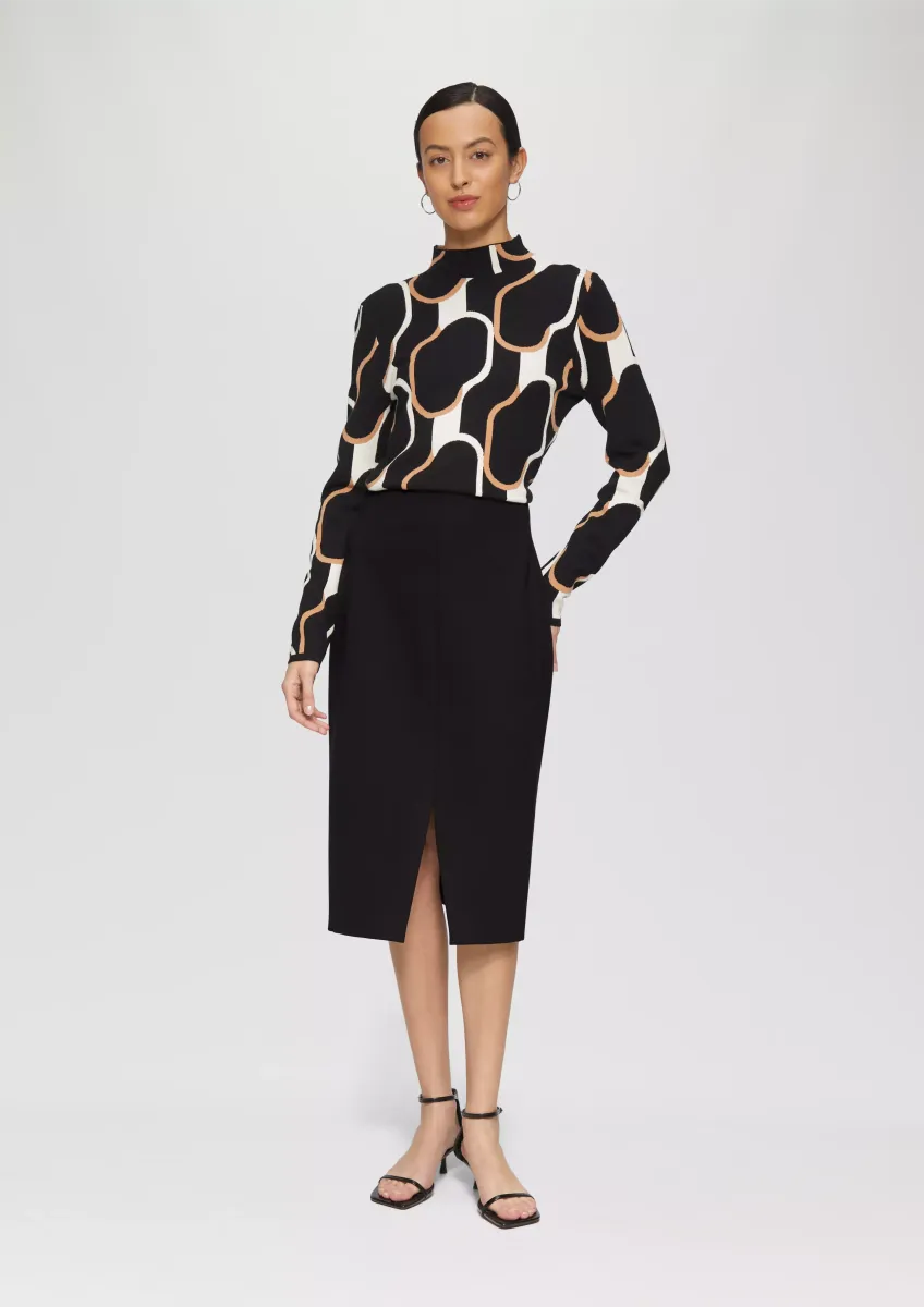 Vorne geschlitzter Bleistiftrock aus Interlock