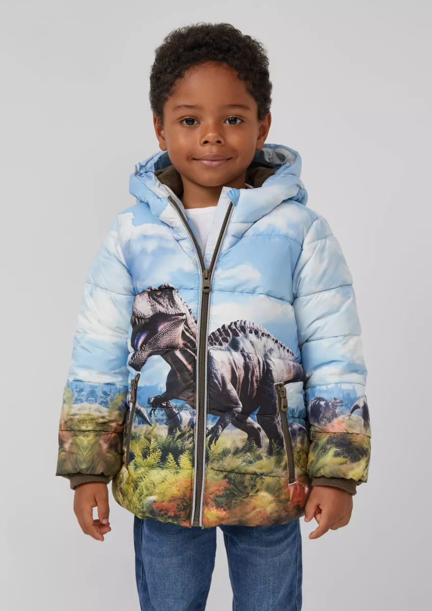 Wattierte Jacke mit Fleecefutter und Kapuze