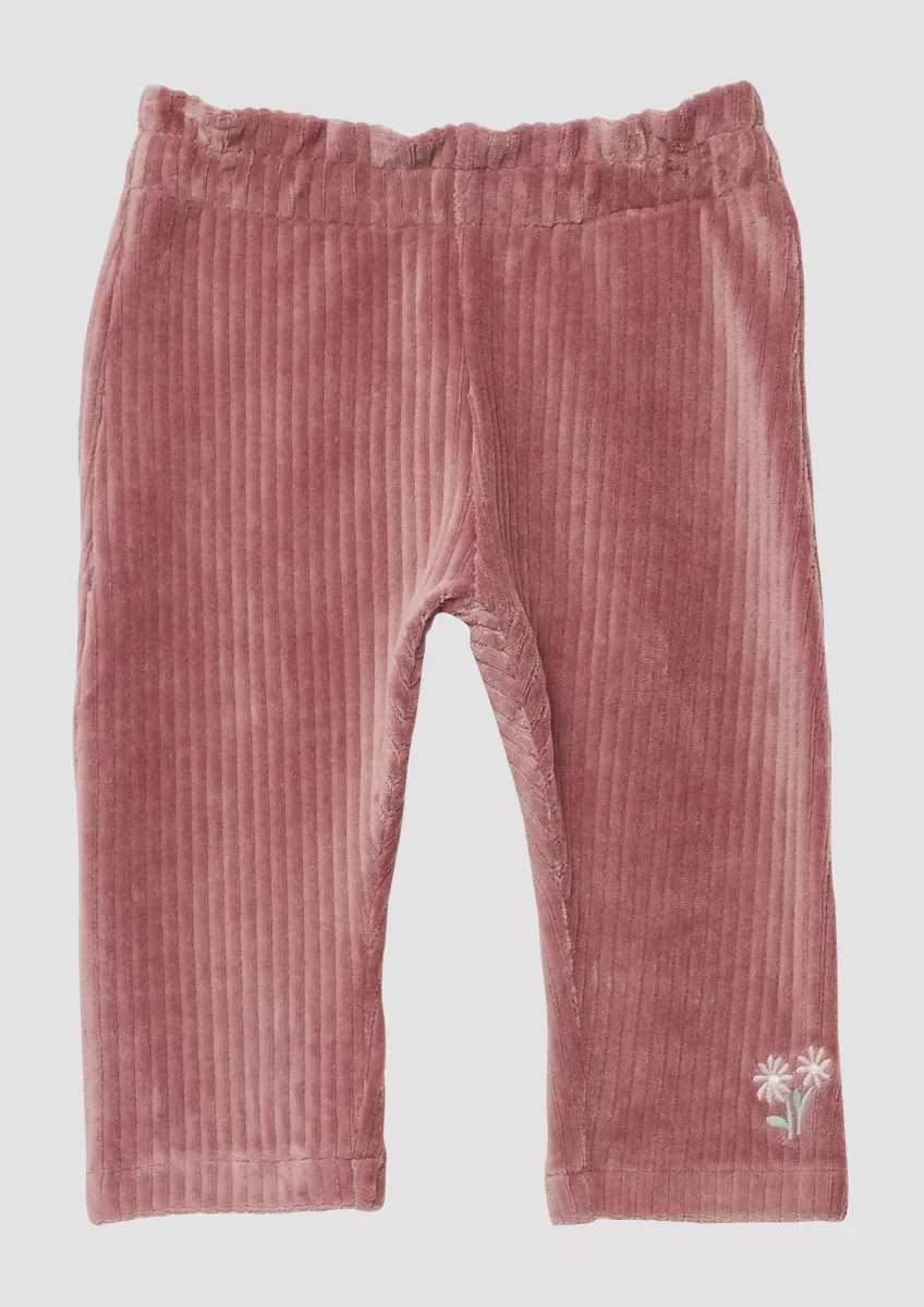 Weiche Cord-Jogginghose mit Blumen-Stickerei