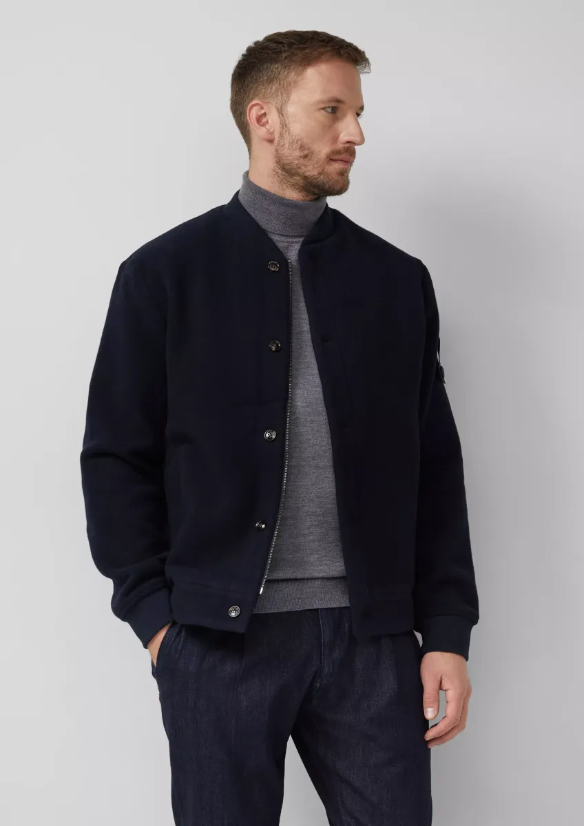 Wollmix-Blouson mit Label-Patch