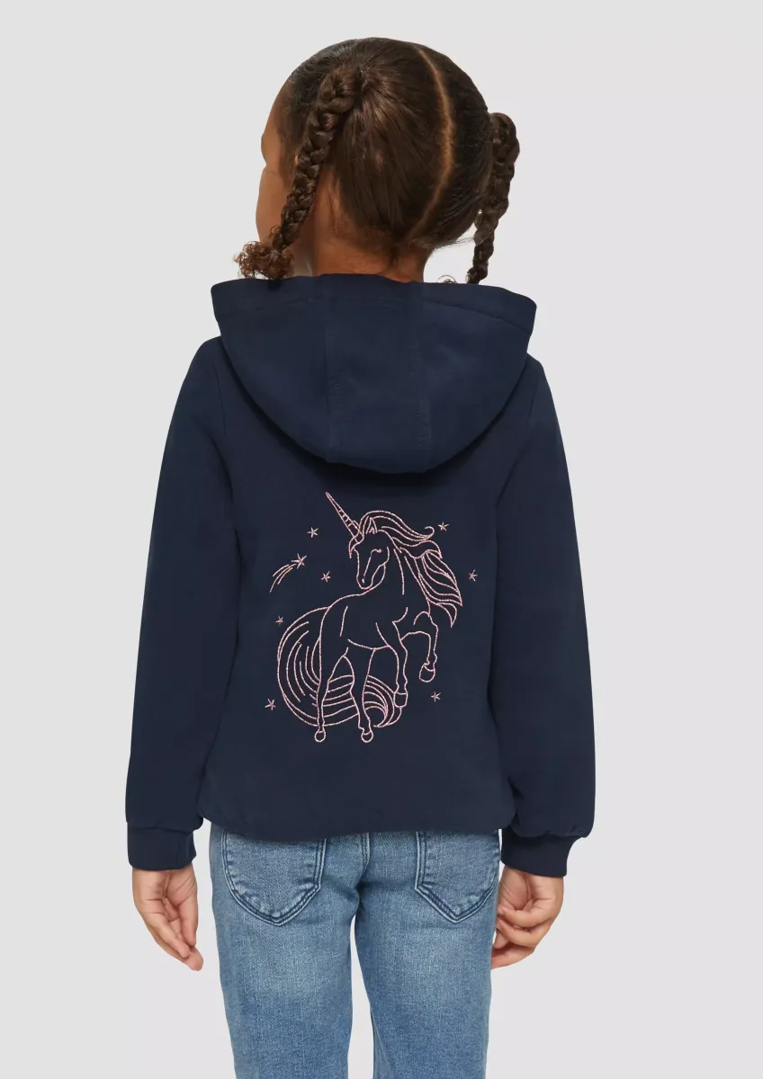Wärmender Hoodie mit Glitzer-Stickerei auf Front und Rücken