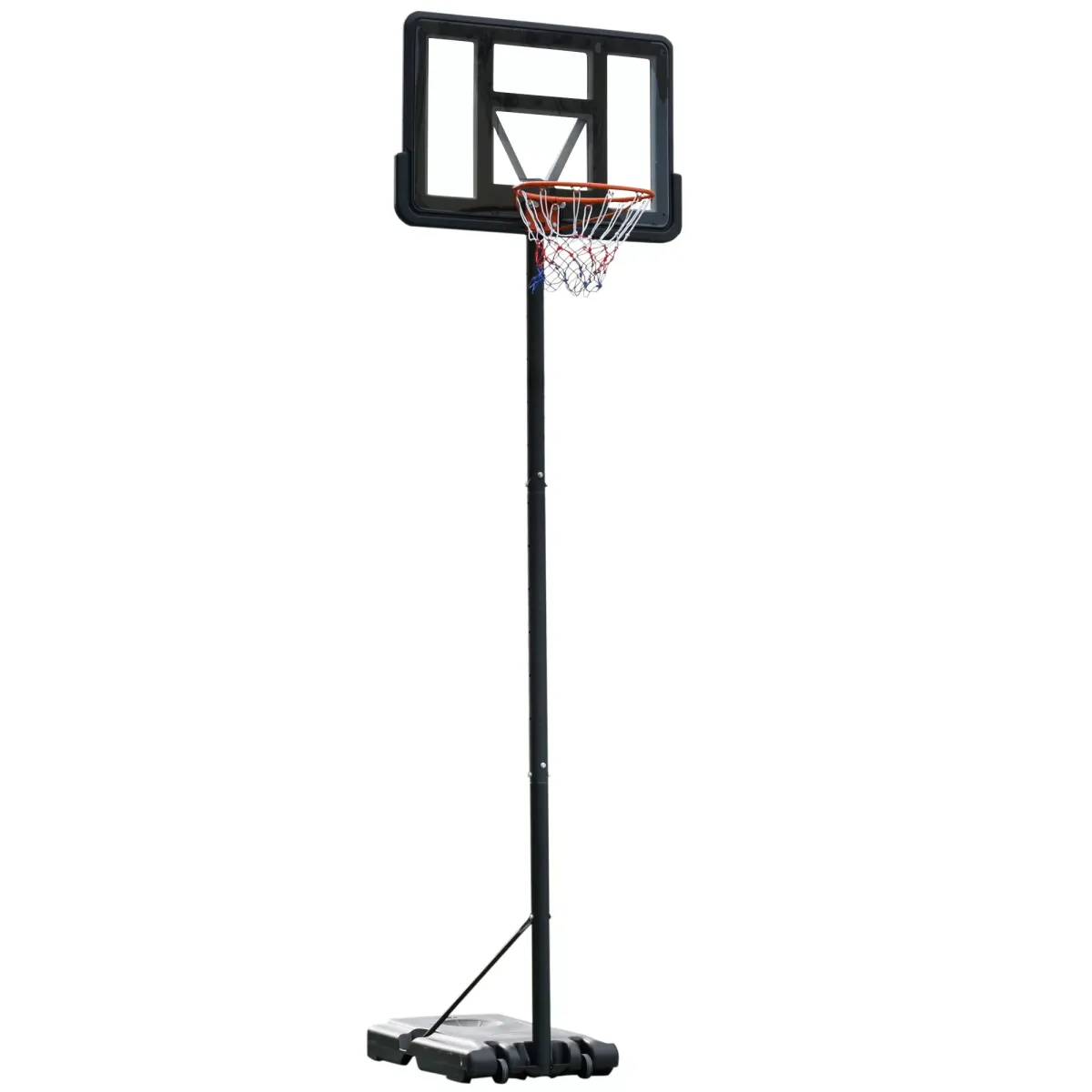 BASKETBALLSTÄNDER, Stahl, Schwarz, 110B x 75T x 220-365 H cm
