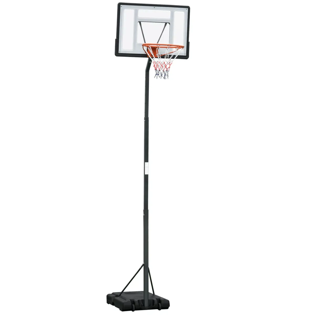 BASKETBALLSTÄNDER, Stahl, Schwarz, 90B x 165T x 302-352H cm