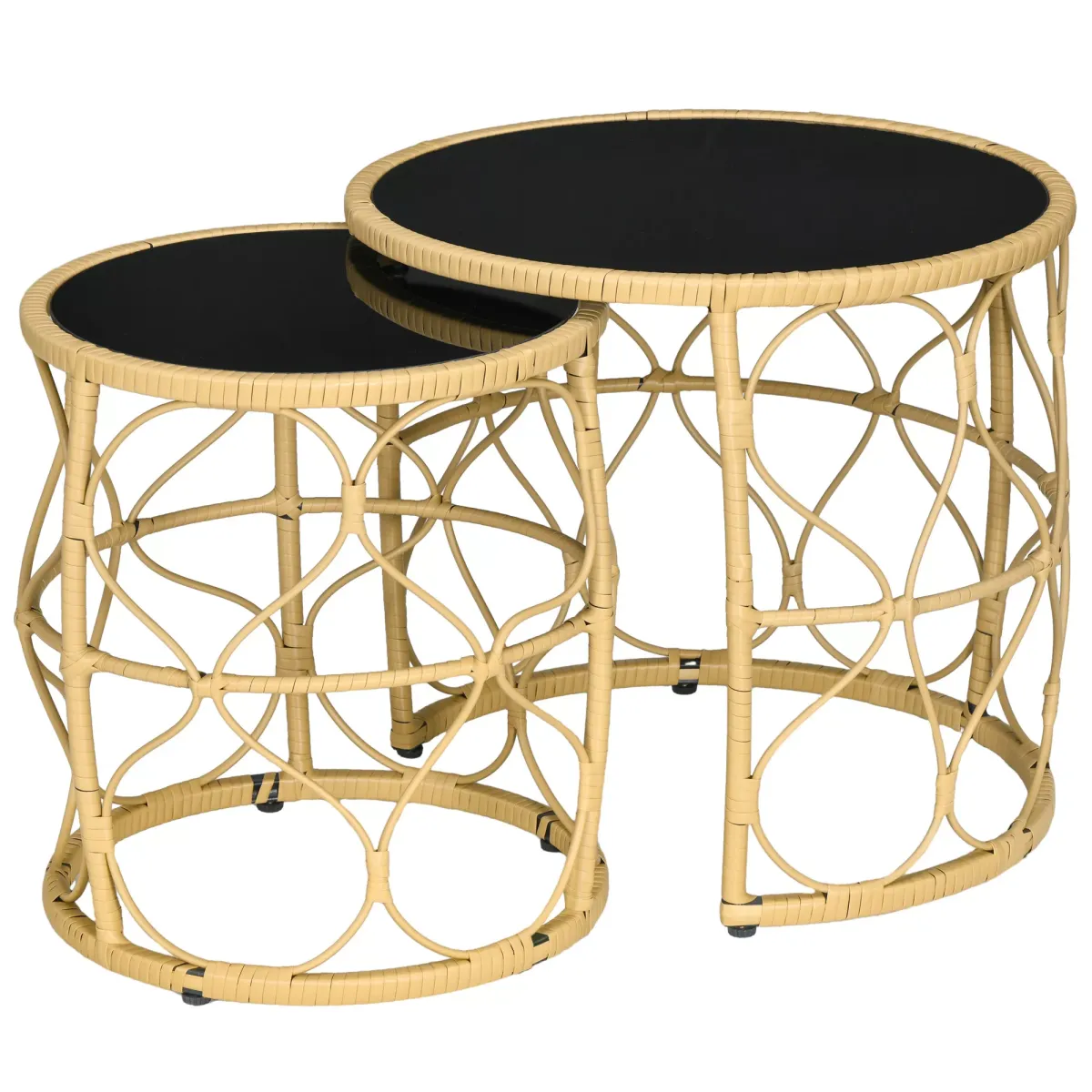 BEISTELLTISCH 2er- Set , für Garten, Balkon, Khaki