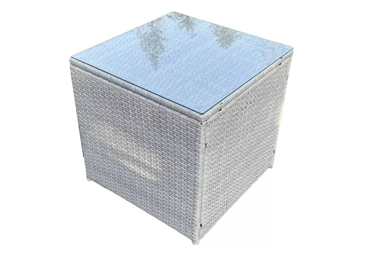 BEISTELLTISCH Polyrattan Helles Grau
