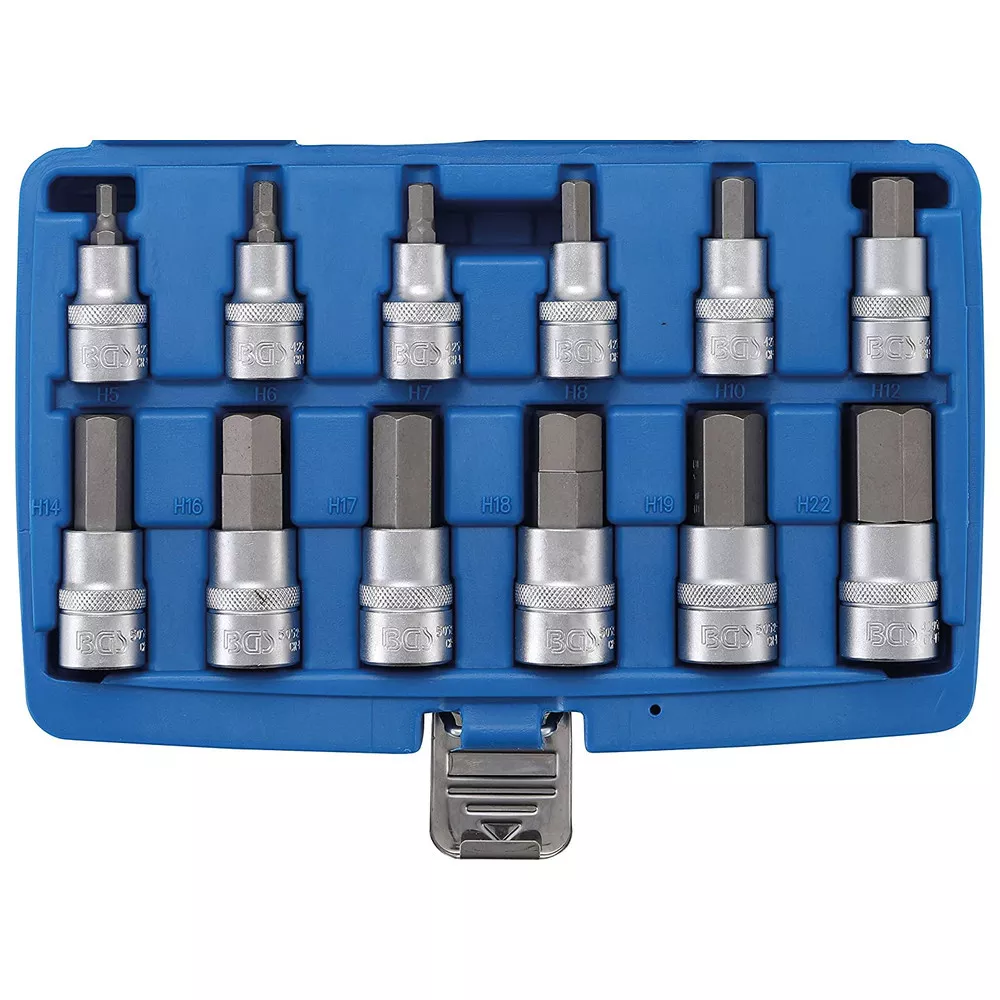 BIT-EINSATZ-SATZ, 1/2", Innensechskant, 12-teilig, 5-22 mm