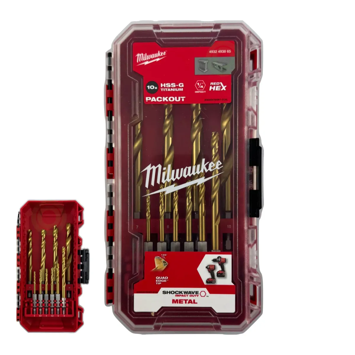 BOHRER Shockwave HSS-G Tin Red Hex 3 - 10 mm Metall-Bohrer-Set (10 Stück)
