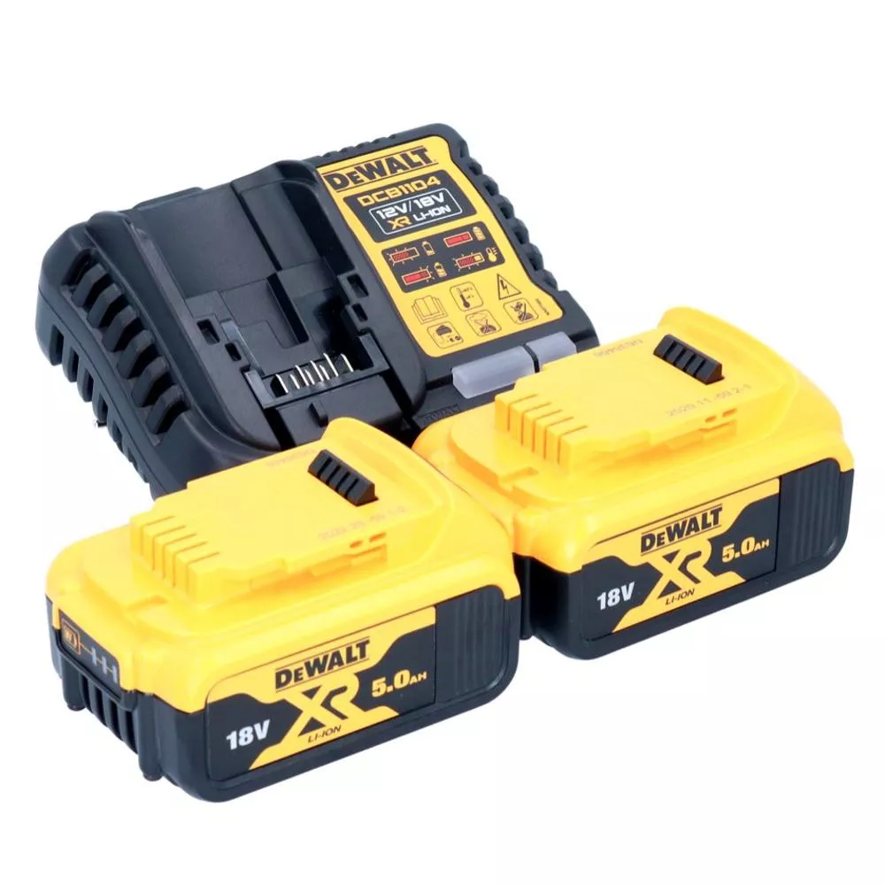 DEWALT DCB 1104 P2 Akku Starter Set 12 V / 18 V 2x Akku 5,0 Ah + DCB 1104 Ladegerät