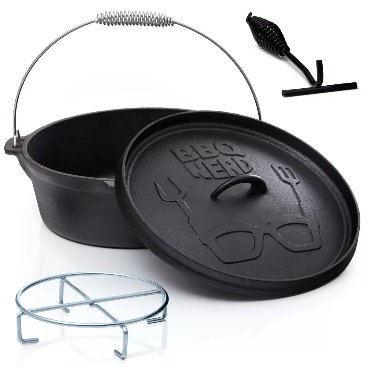 DUTCH-OVEN Gusseisen Feuertopf Gusstopf Grilltopf "Starter" 5,5L mit Ständer