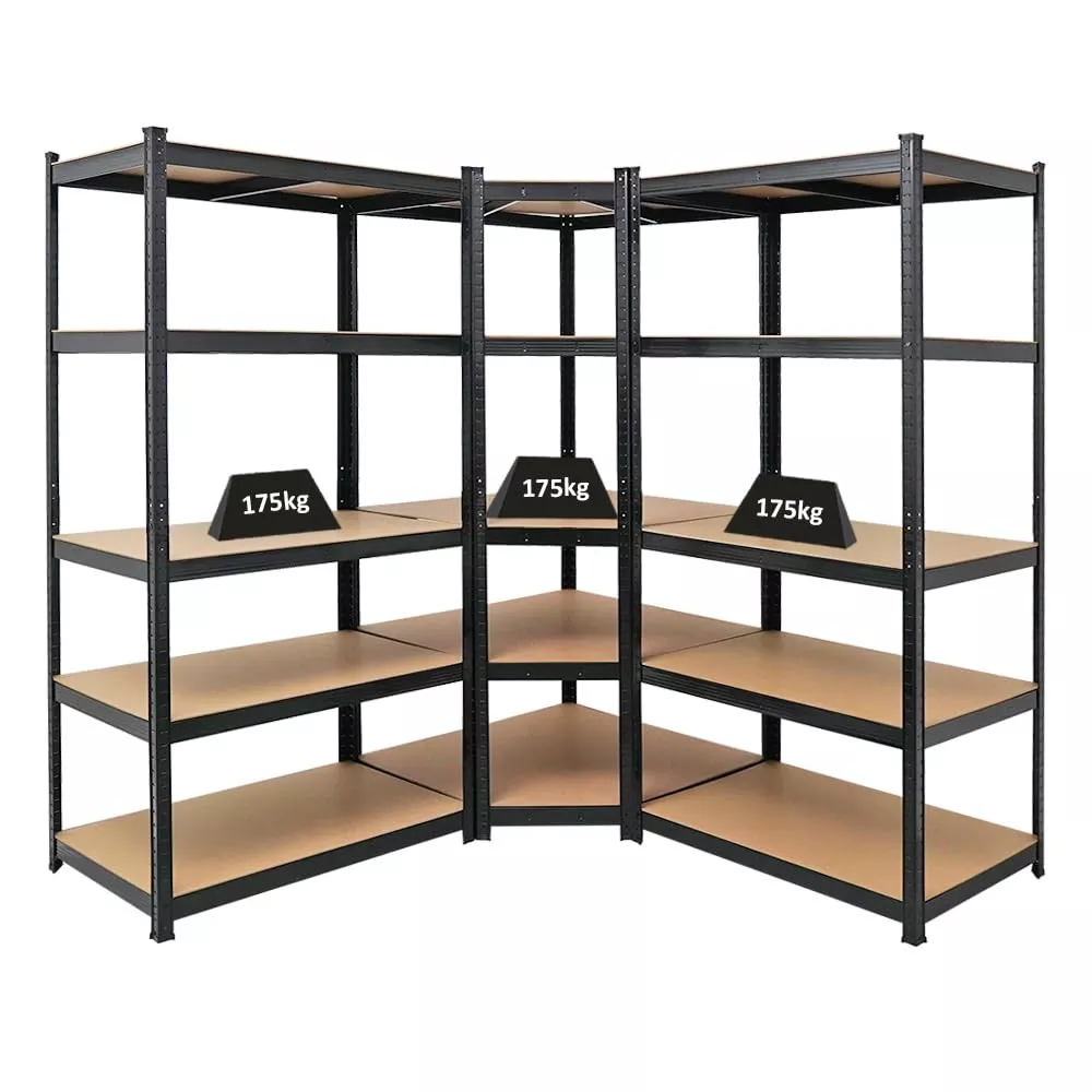 ECKREGAL Ragnar 2er-Set mit Schwerlastregal Taurus 180x180x60 cm Fachlast 175 kg Schwarz