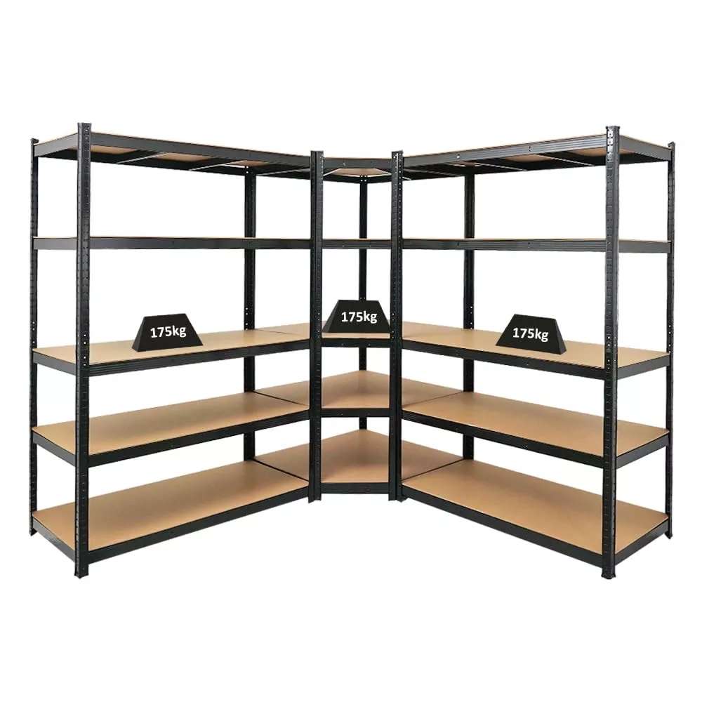 ECKREGAL Ragnar 2er-Set mit Schwerlastregal Taurus 180x210x60 cm Fachlast 175 kg Schwarz