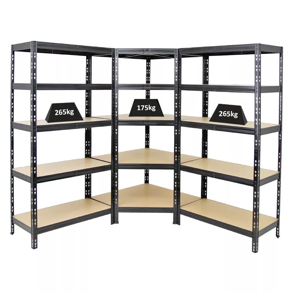 ECKREGAL Tiger 2er-Set mit Schwerlastregal 180x90x45 cm Fachlast 175 + 265 kg Schwarz