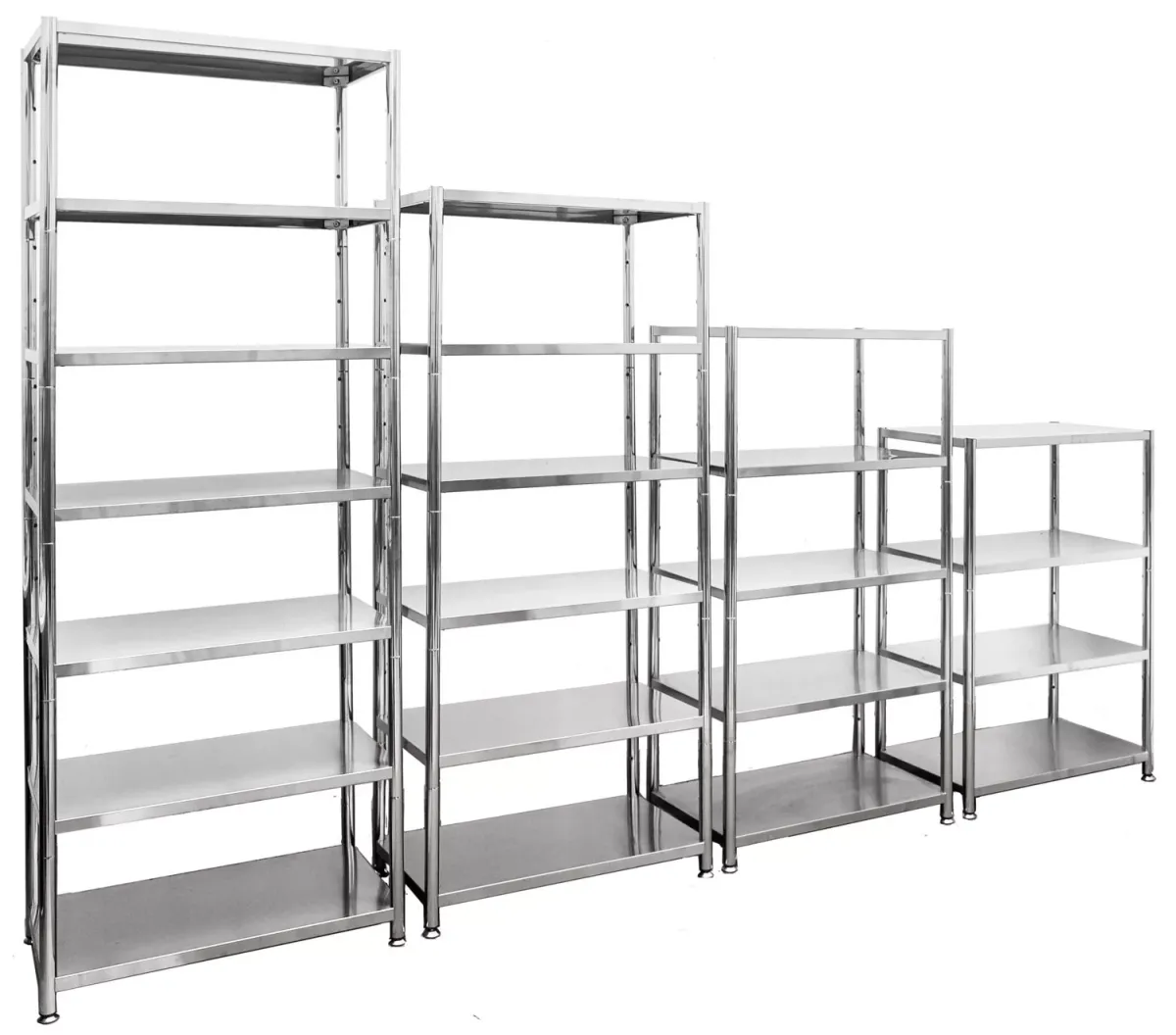 EDELSTAHLREGAL 296/41/200 cm mit 4-7 Ebenen, Silber