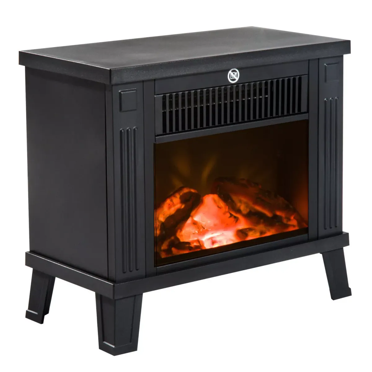 ELEKTROKAMIN mit Flammeneffekt, 600/1200W, Metall, Schwarz, 34 x 17 x31 cm