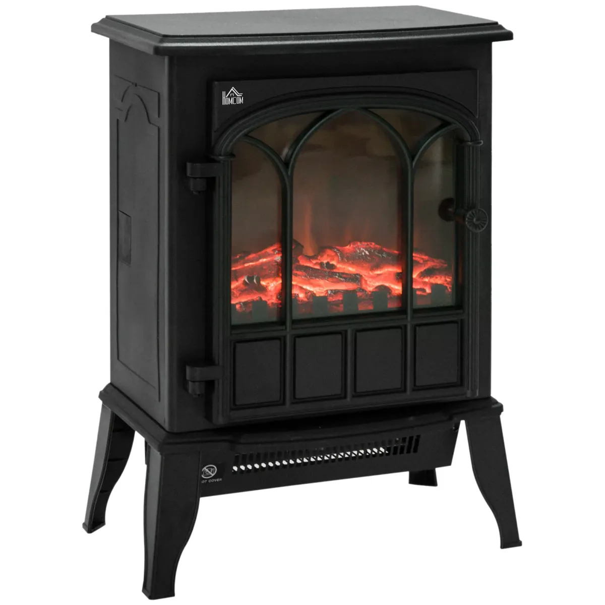ELEKTROKAMIN mit LED-Flammeneffekt, 2000W Kaminofen, Metall, Schwarz