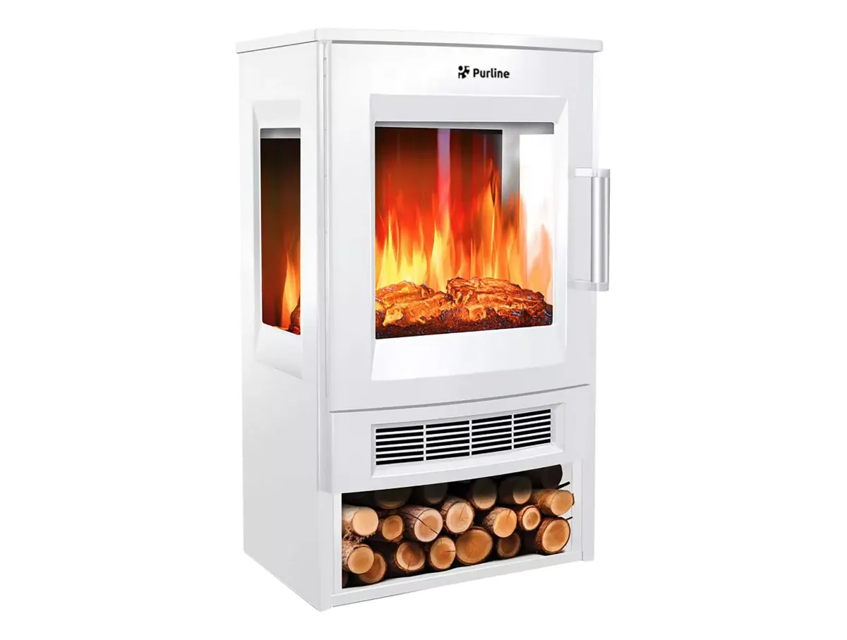 ELEKTROKAMIN Weiß Bodenmodell mit integrierter Heizung 1800 W