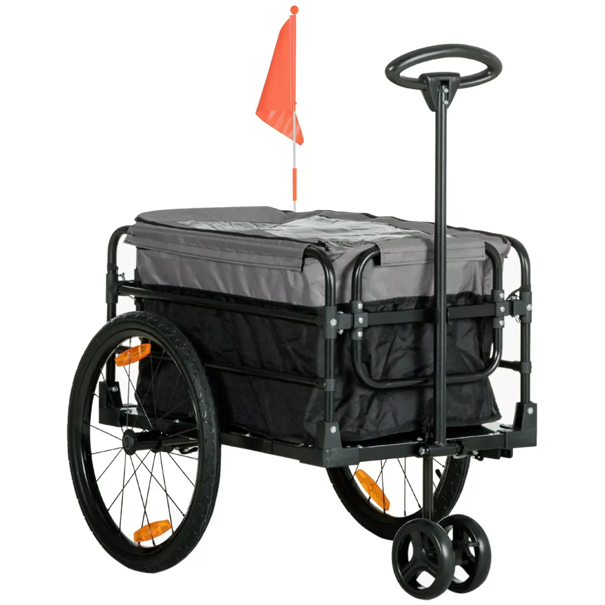 FAHRRADANHÄNGER, Oxford, Schwarz/Grau, 130 x 64 x 64/103 cm