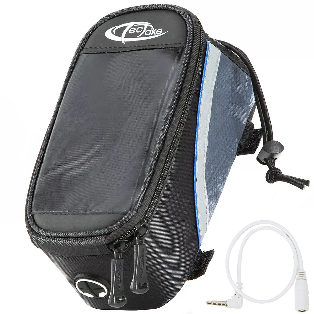 FAHRRADTASCHE, 20 x 9,5 x 10 cm, schwarz/grau/blau