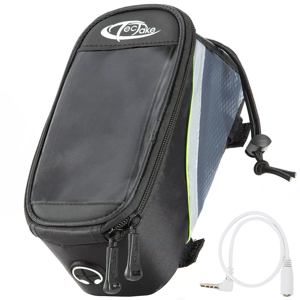 FAHRRADTASCHE, 20 x 9,5 x 10 cm ,schwarz/grau/grün