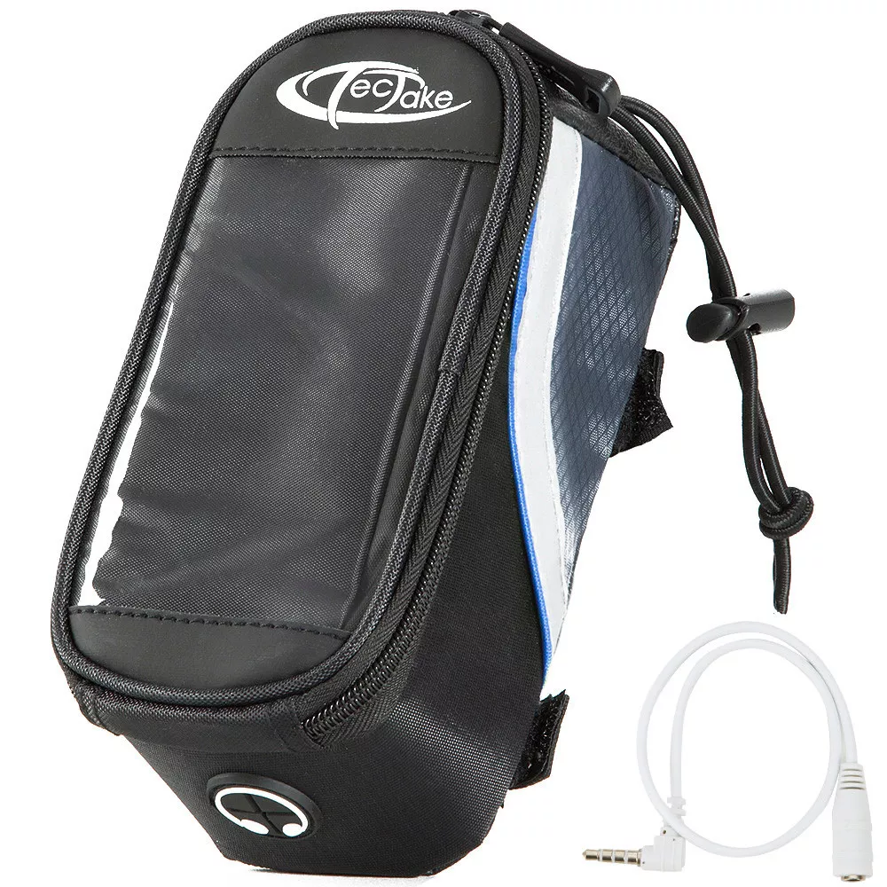 FAHRRADTASCHE mit Rahmen-Befestigung 18 x 8,5 x 8,5 cm schwarz/grau/blau