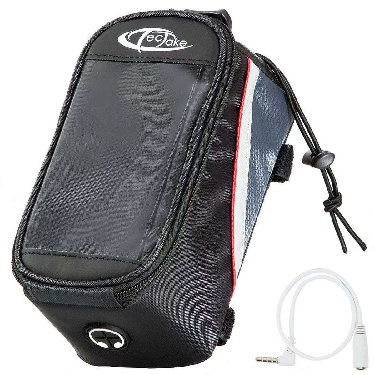 FAHRRADTASCHE mit Rahmen-Befestigung, 20,5 x 10 x 10,5 cm schwarz/grau/rot