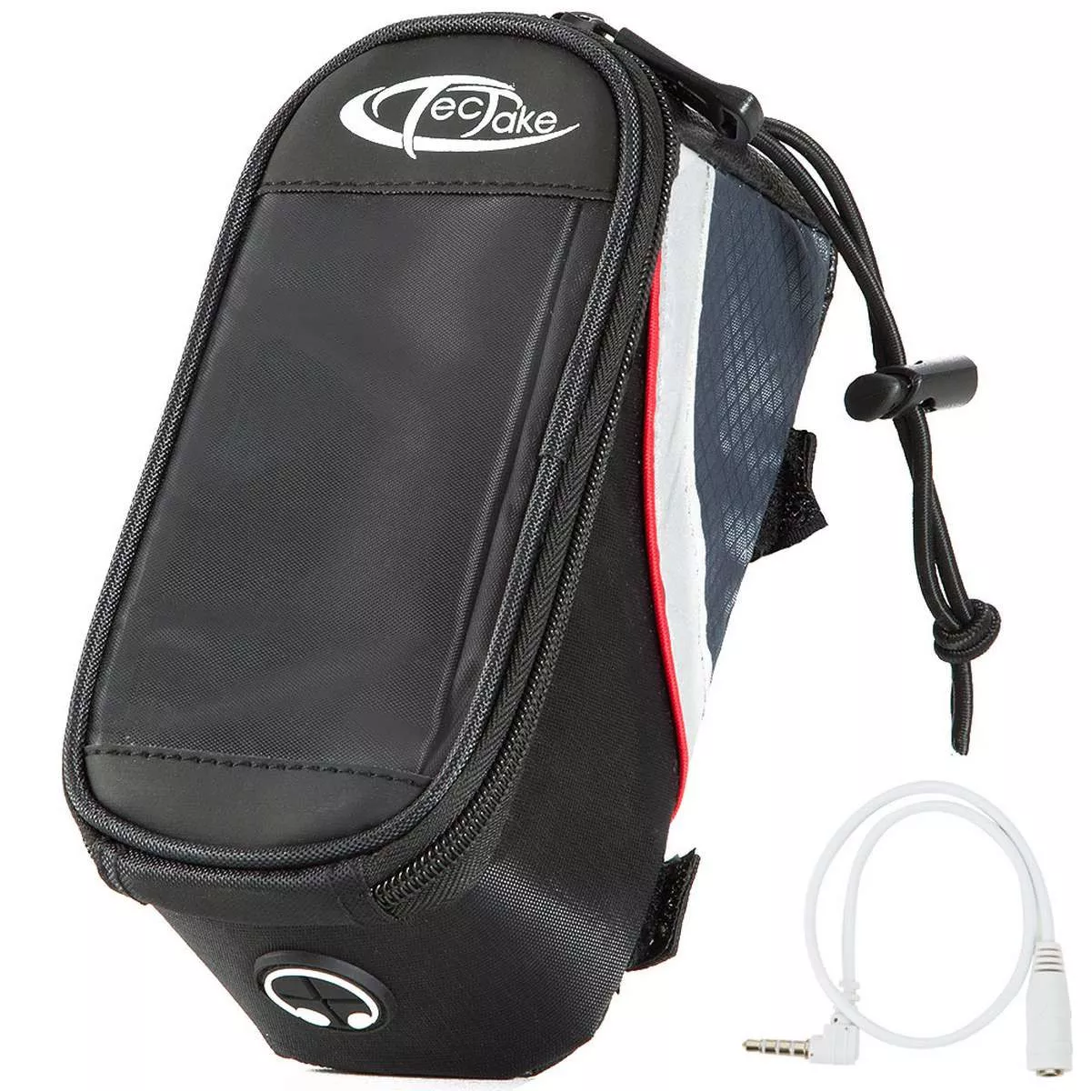 FAHRRADTASCHE ,Zusätzliche Spannseil-Sicherung ,schwarz/grau/rot