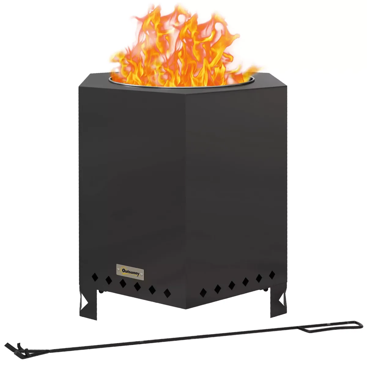 FEUERSCHALE, Metall, Edelstahl, Schwarz