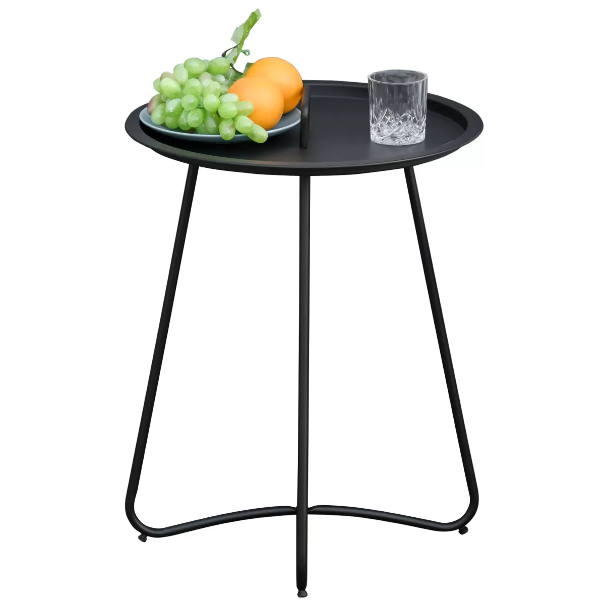 GARTEN BEISTELLTISCH, Schwarz, Metall