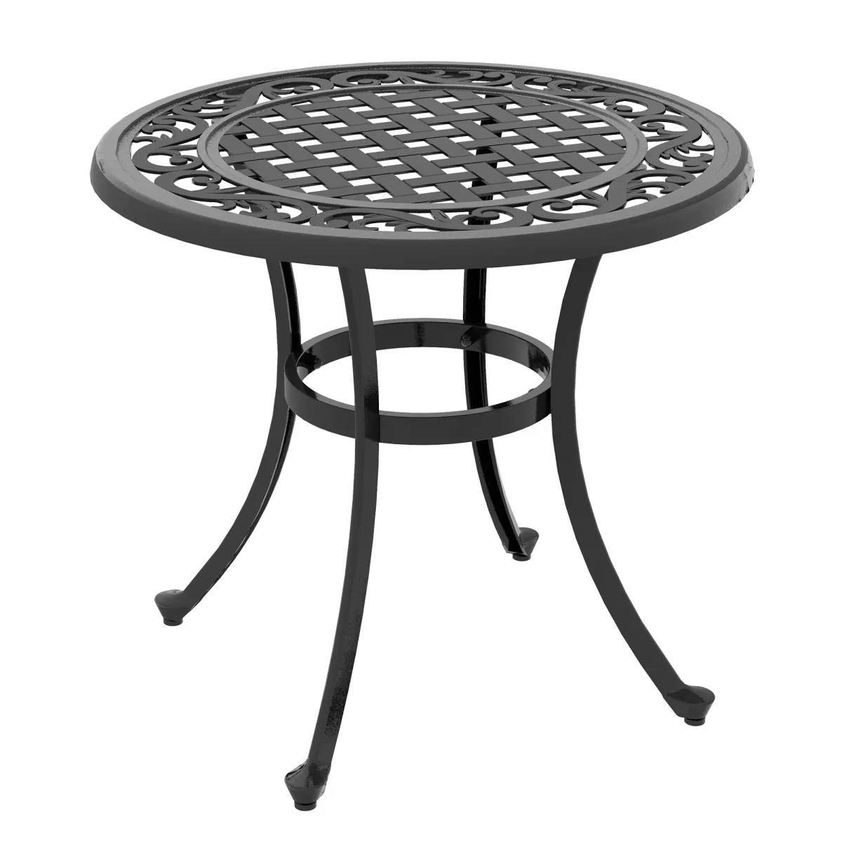 GARTEN BEISTELLTISCH, Schwarz,Aluminium