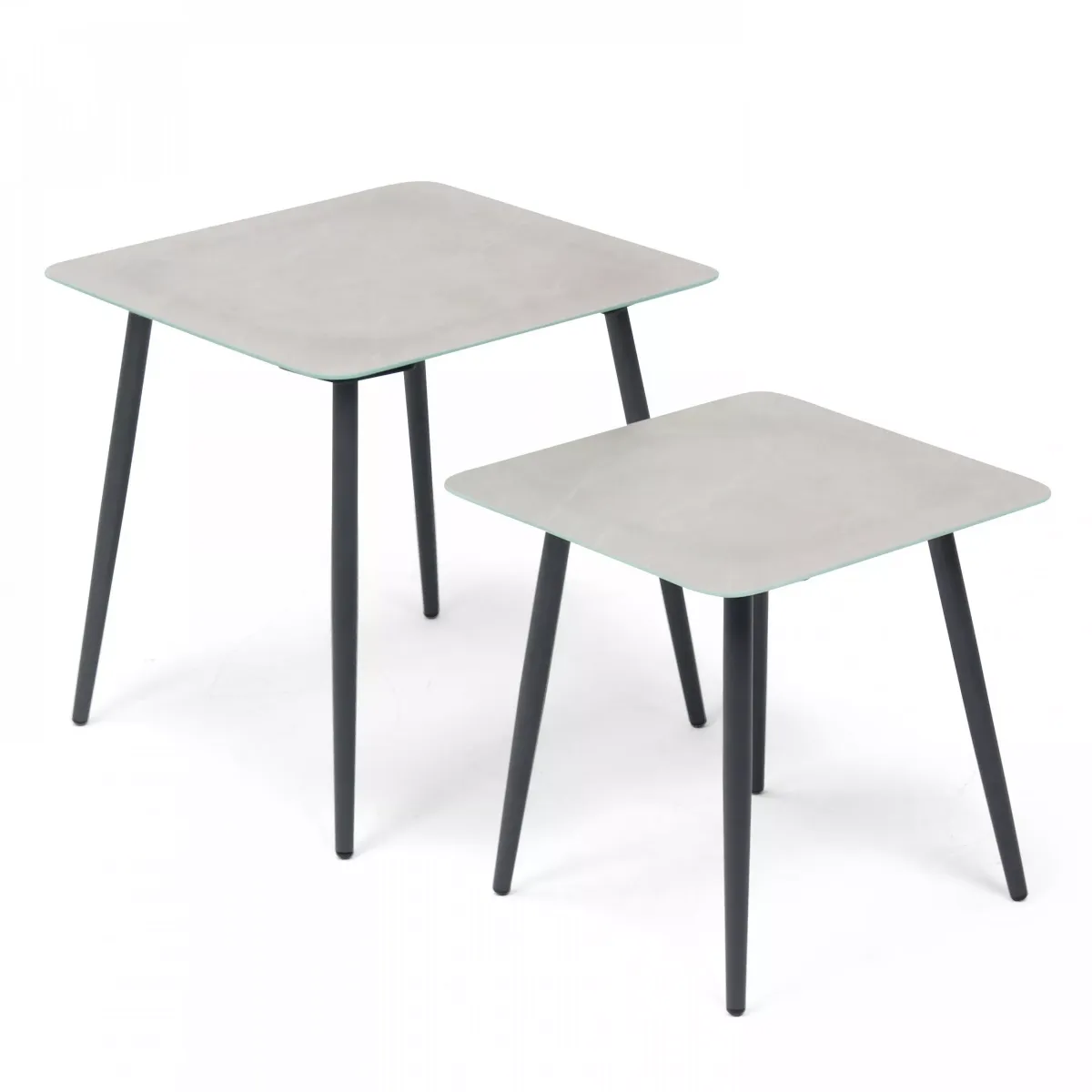 GARTENBEISTELLTISCH 2-tlg., Grau