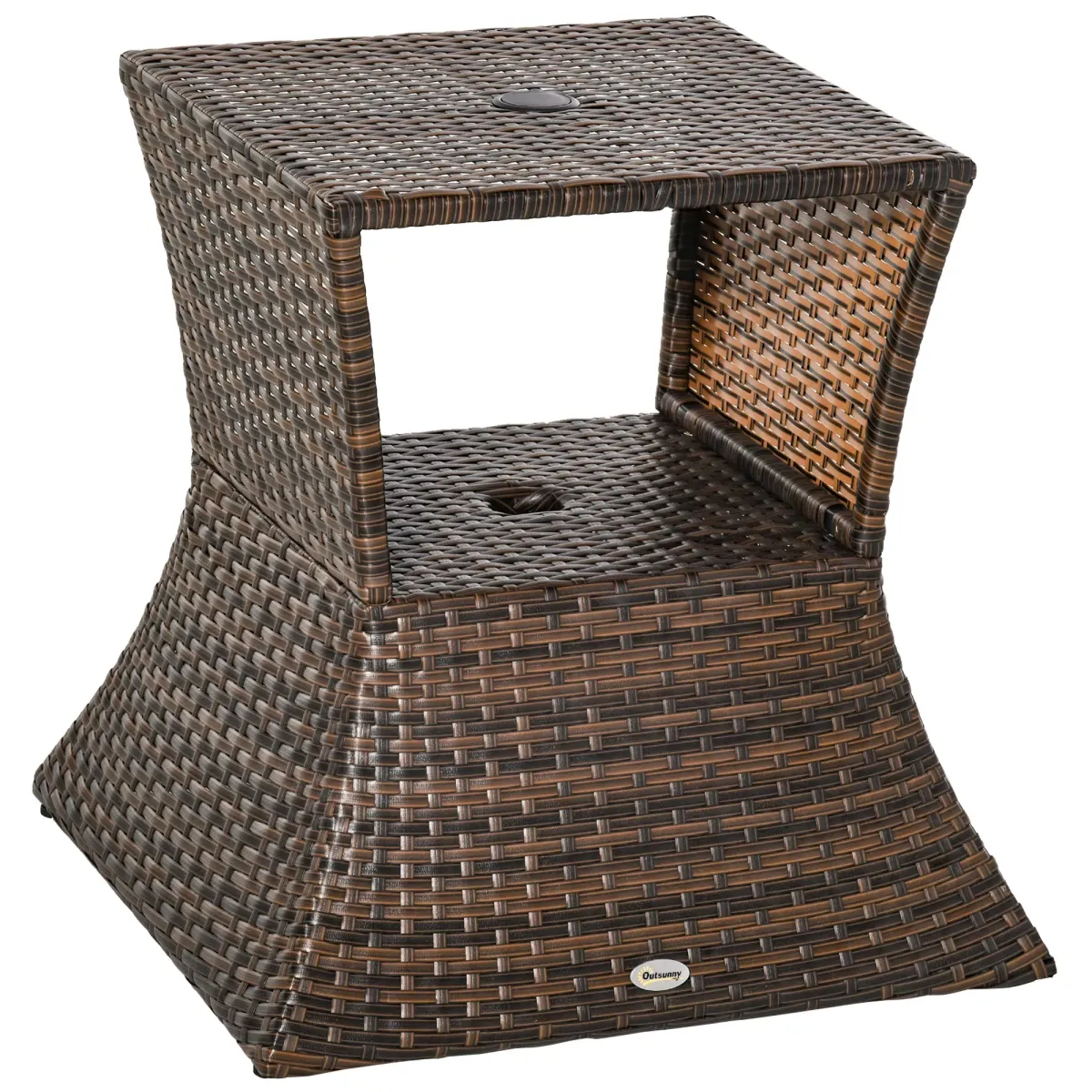 GARTENTISCH, Braun, Metall, Polyrattan