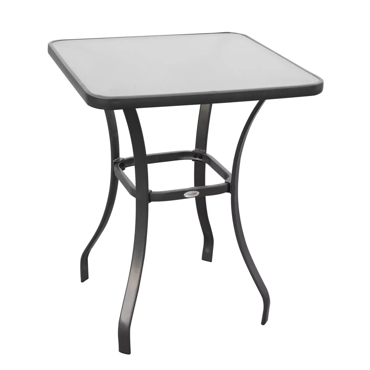 GARTENTISCH, Metall, Hartglas, Schwarz