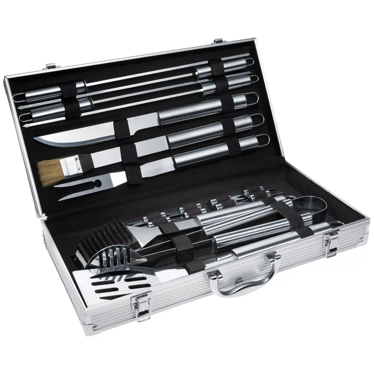 GRILLBESTECK ,inklusive Aluminiumkoffer,grau