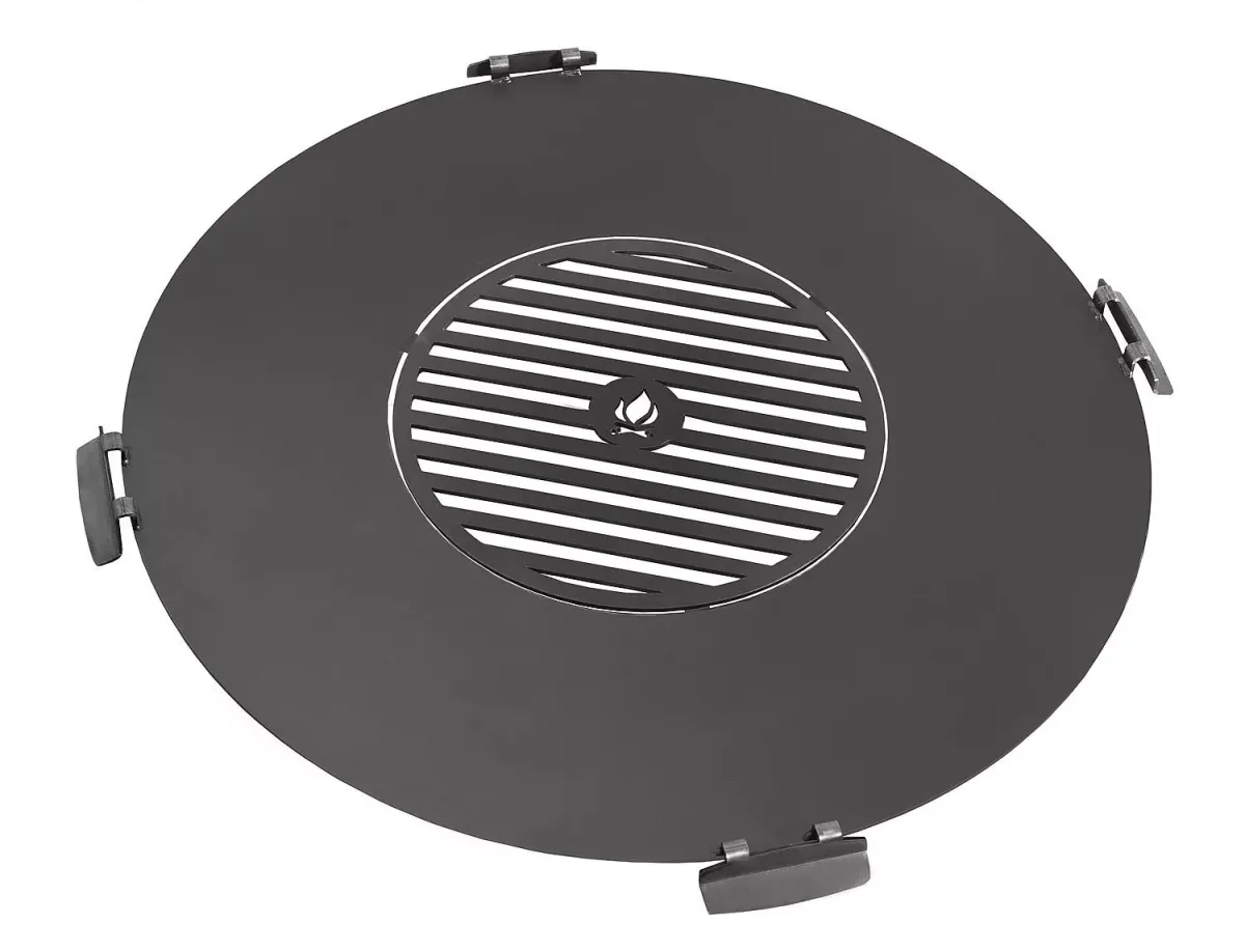 GRILLPLATTE für Feuerschale 82 cm mit Grillrost 40 cm und 4 Griffen