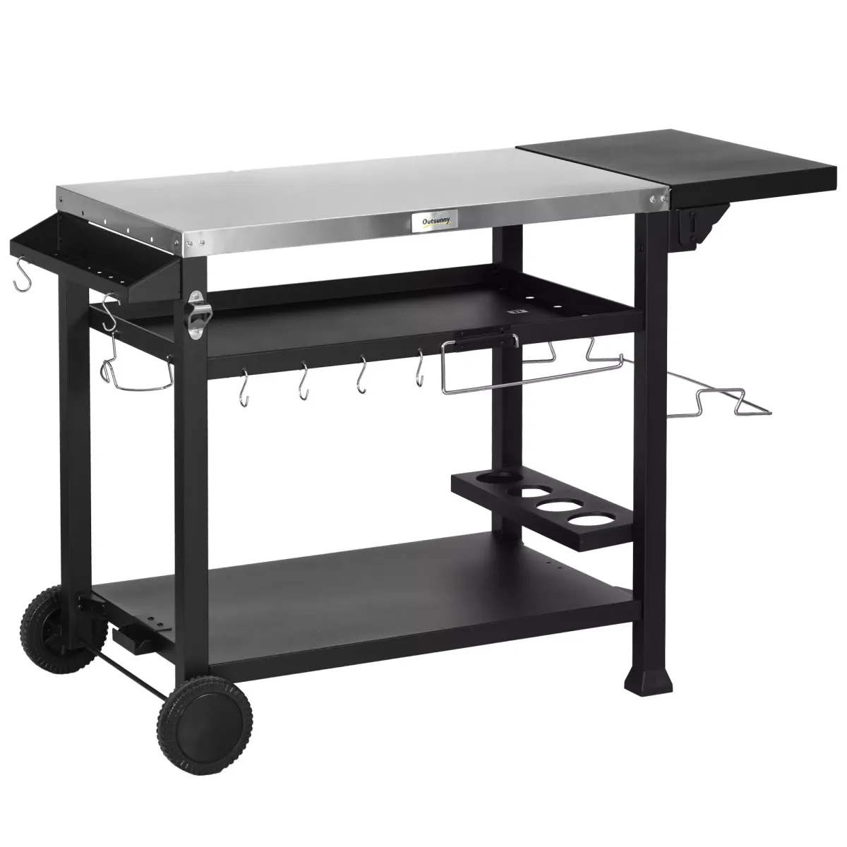 GRILLWAGEN, Edelstahl, Metall, Schwarz