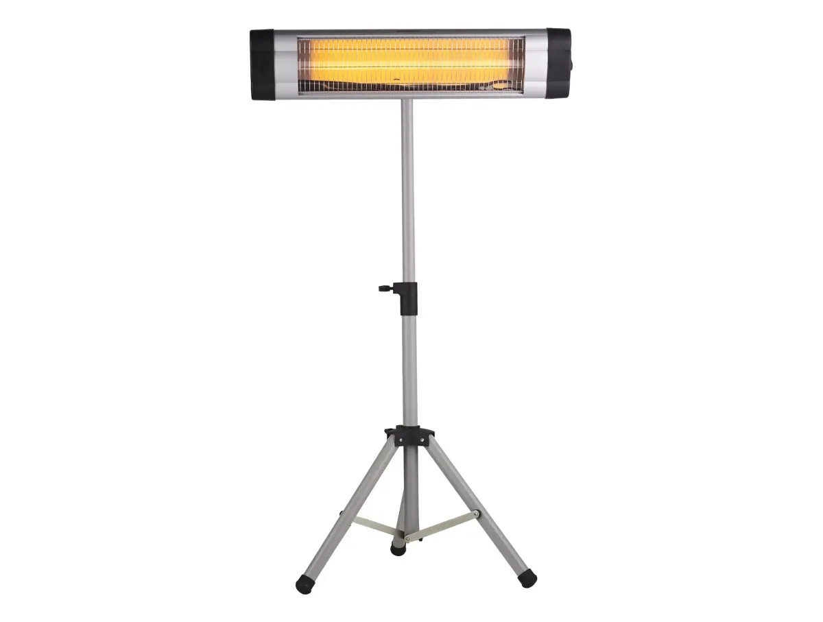 HALOGEN-HEIZUNG auf Standfuß Silber outdoortauglich und höhenverstellbar 3000 W