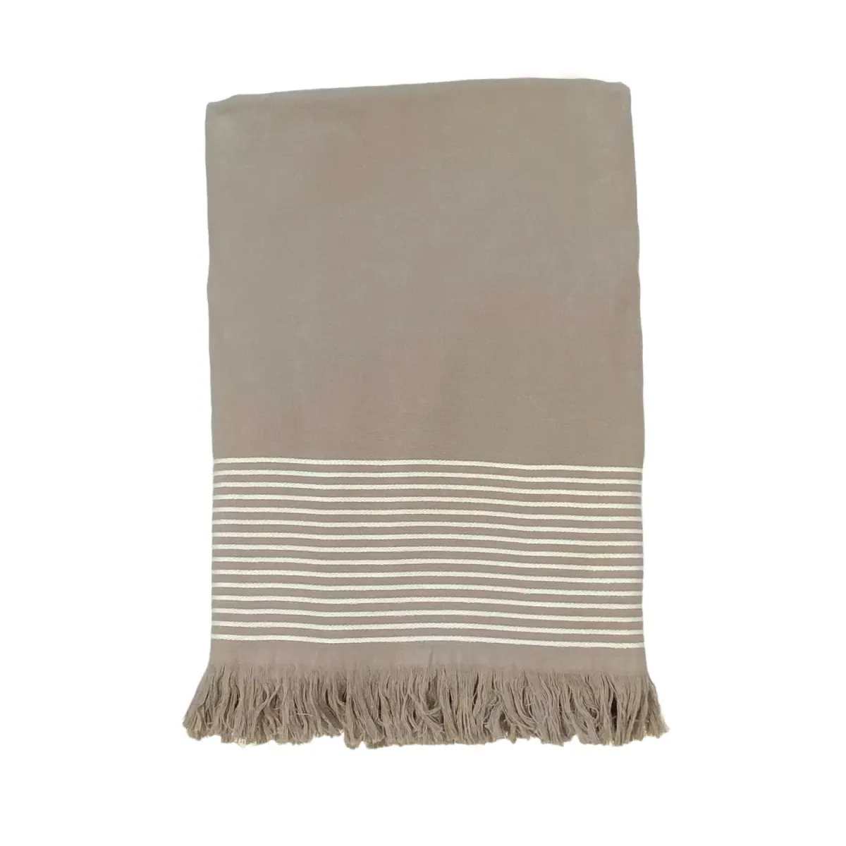HAMAMTUCH mit Frotteefutter Paski Taupe 90x170 300g/m²