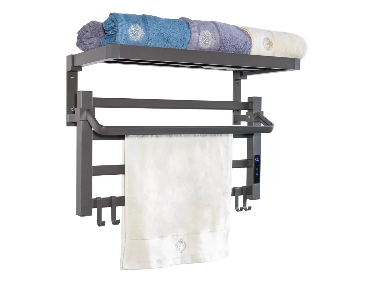 HANDTUCHTROCKNER Grau mit Elektrosystem und Wandhalterung 55 W