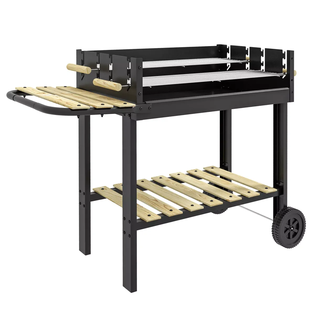 HOLZKOHLEGRILL mit Griff für BBQ, Metall, Schwarz, 113 x 53,5 x 82,5 cm