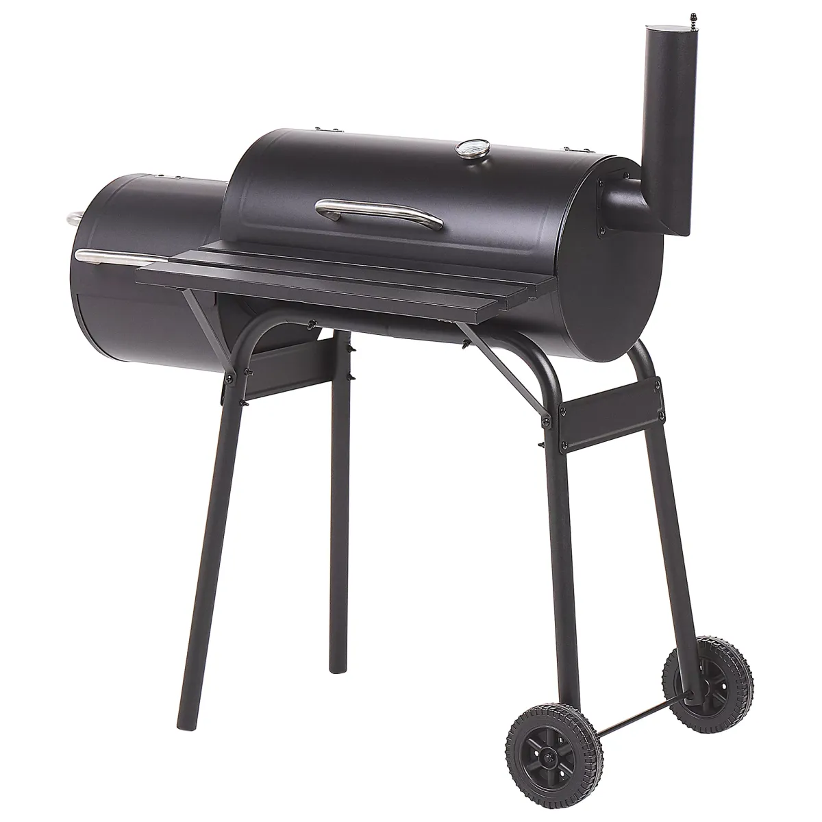 HOLZKOHLEGRILL mit Räucherkammer schwarz rollbar Katla