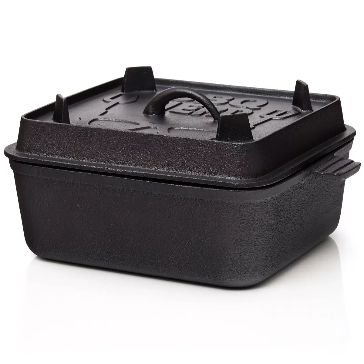 KASTENFORM Gusseisen mit Deckel 5,5L - Dutch Oven Feuertopf Gusstopf Grilltopf