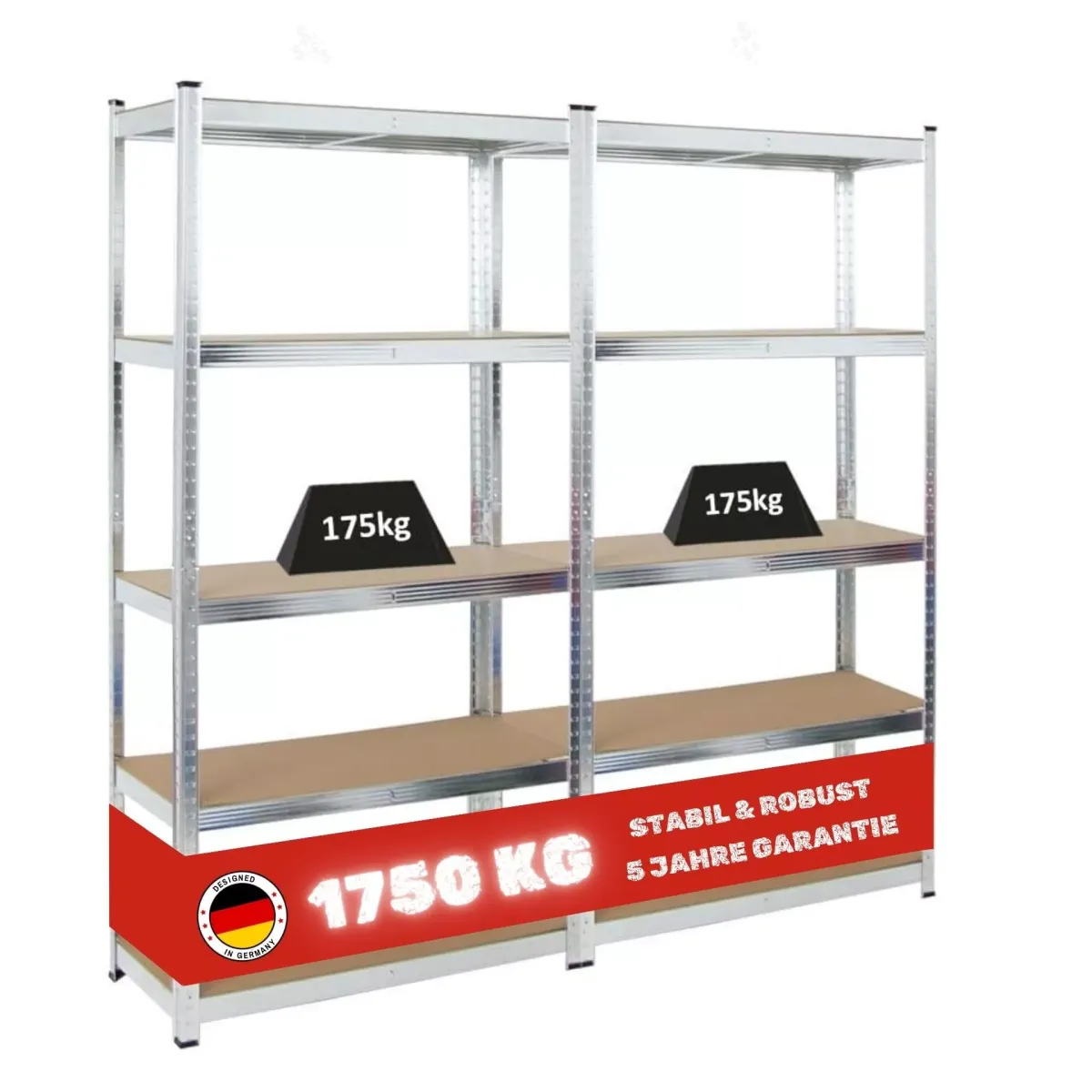 KELLERREGAL Gorilla 2er-Set mit 2x 180x90x40 cm Fachlast 175 kg Verzinkt