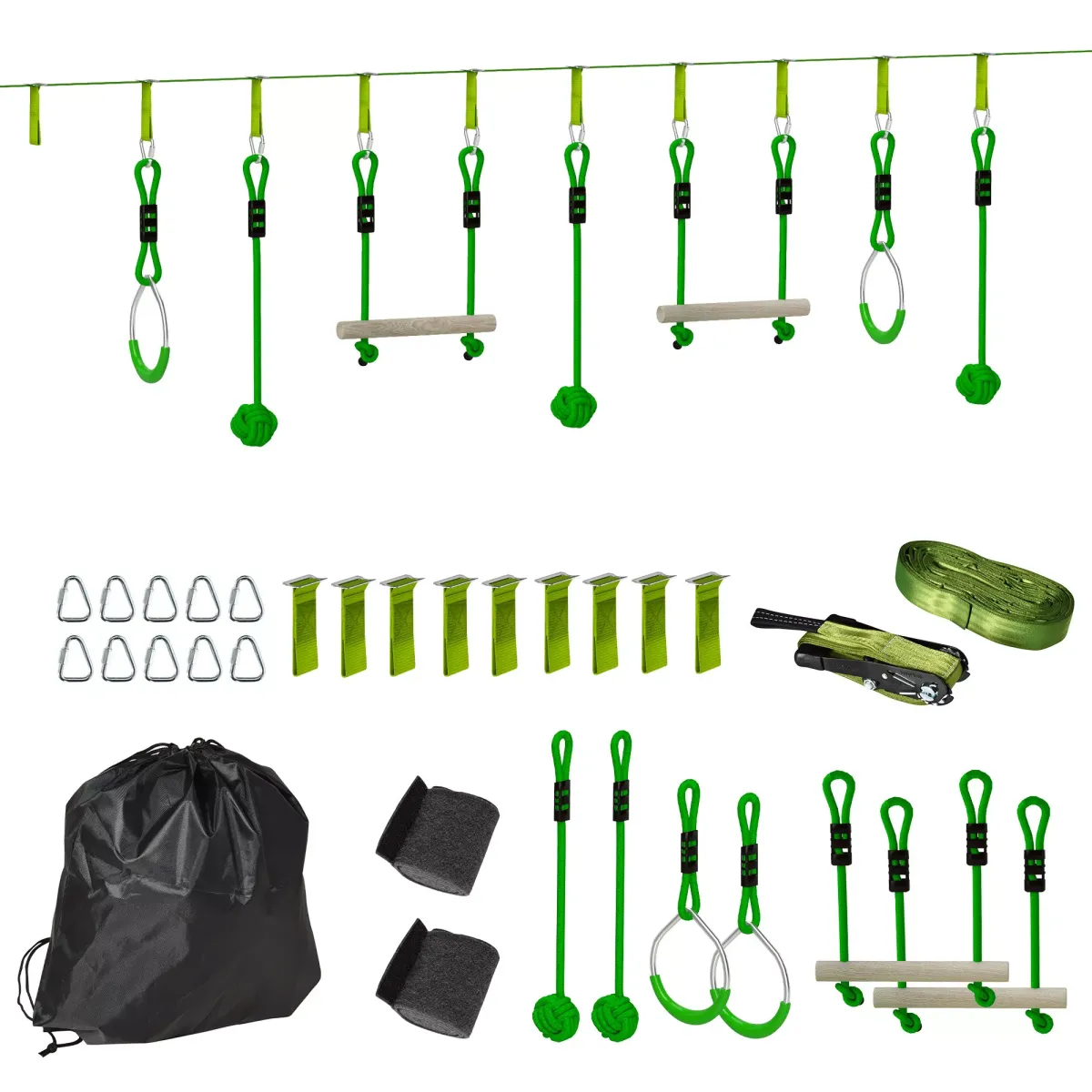 KINDER-KLETTERSEIL-SET, Grün, Kunststoff, Polyester