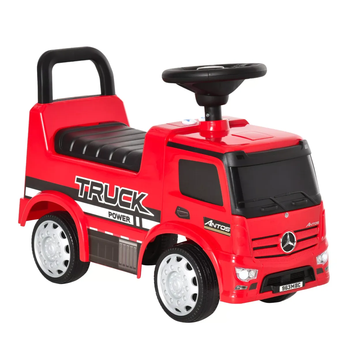 KINDER RUTSCHAUTO, Rot+Schwarz/Weiß+Schwarz, Metall+ PP-Kunststoff